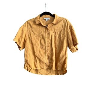 Michael Stars Linen Button Up Short Sleeve Top Blouse XS Casual